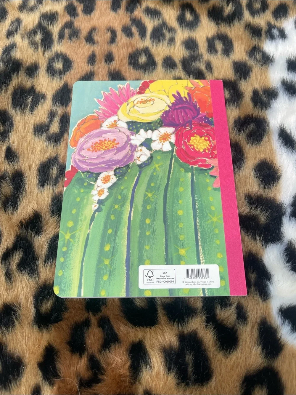 NEW Floral Cactus Hardcover Notebook - Pink Green
